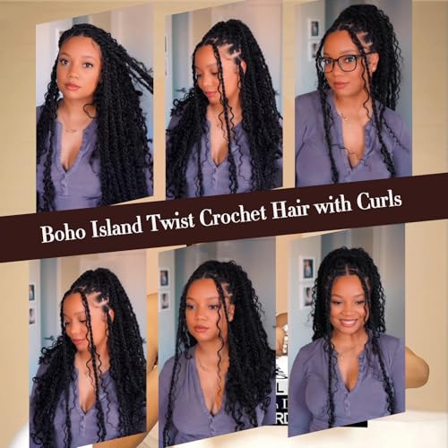 18 Inch T1B/27 Boho Island Twist Crochet Hair - Pack of 8 for Black Women