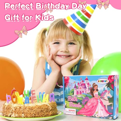 SuperGFS Princess Surprise Bath Bombs for Kids - Organic Bubble Bath Set with Jewelry & Toys, Birthday & Christmas Gift, Princess Toys Variation