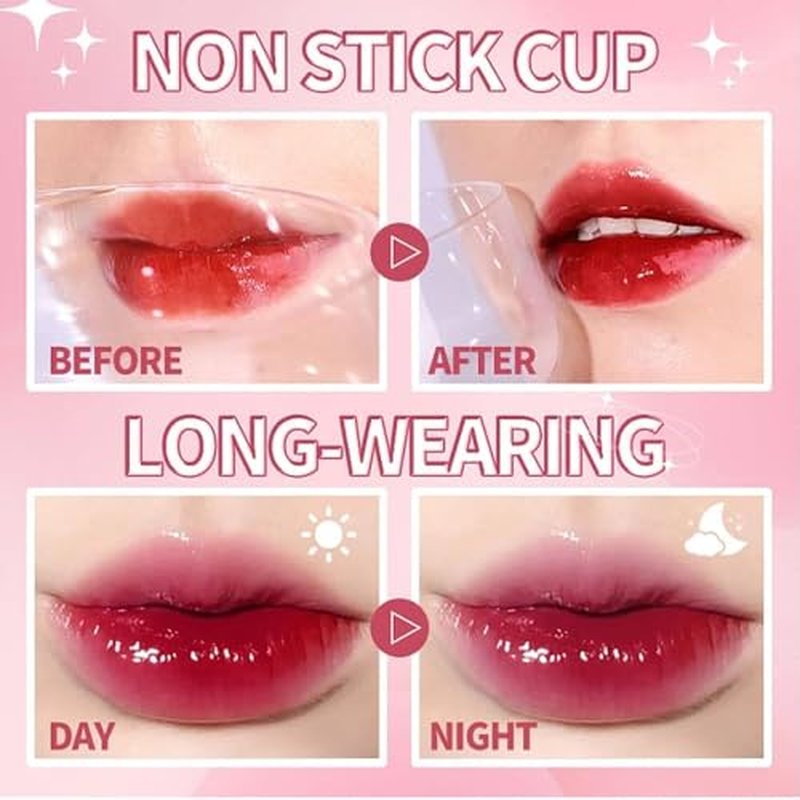 10 Colors Lip Stain Tint Set, Korean Lip Gloss for Women, Watery Mini Liquid Lipstick Long lasting, Lightweight, Multi-Use Lip and Cheek Tint, High Pigment, Vivid Color Lip Makeup
