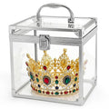 Acrylic Crown & Cosmetic Storage Box with Locking Latches - Portable Vanity Organizer for Pageants & Travel