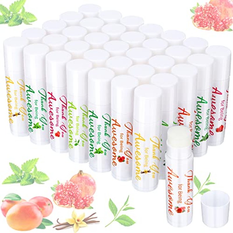 35 Pack Thank You for Being Awesome Lip Balm Gifts Moisturizer Assorted Flavors Bulk Gift Beeswax Natural Ingredients Stocking Stuffer Appreciation Party Favors for Coworkers Women Friend
