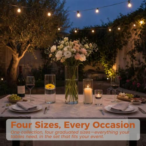 Sandraheer 48 Pack Clear Glass Cylinder Vases for Wedding & Event Decor - 4 Sizes