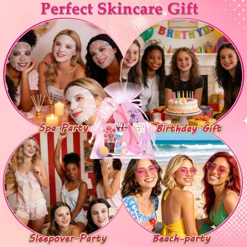 Spa Party Supplies Kit for Girls - 120-Piece Sleepover Beauty Set with Masks, Eye Patches & Lip Balms