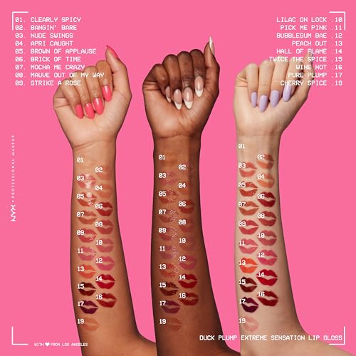 NYX PROFESSIONAL MAKEUP Duck Plump High Pigment Plumping Lip Gloss with Spicy Ginger, Vegan Lip Makeup - Pick Me Pink (Soft Rose Pink)