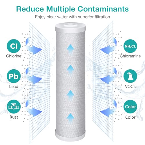 2 Pack 20-Inch x 4.5-Inch CTO Carbon Water Filter Cartridges - 5 Micron, Whole House Filtration