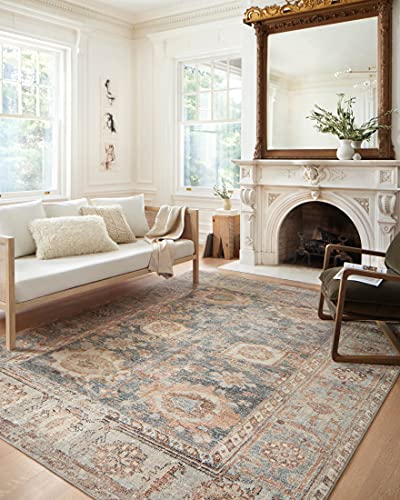Loloi Margot Ocean/Spice 2'6" x 11'6" Runner Rug - Vintage Moroccan Style