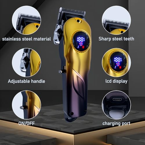 Professional Hair Clippers for Men, Cordless Hair Clippers & Hair Trimmer Set, Barber Clippers for Hair Cutting with LCD Display Clippers for Men Father