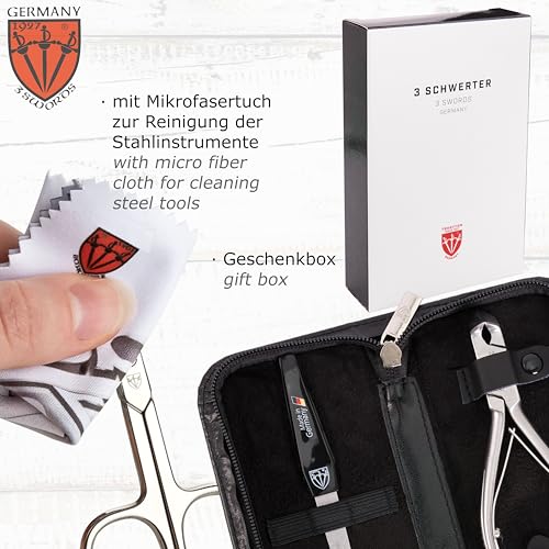 3 Swords Germany Professional Black Toe Nail Nipper Set with File & Case for Ingrown Toenails