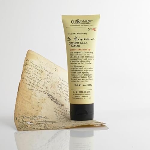 C. O. Bigelow Dr. Hiosous Quince Hand Lotion for Dry Hands, Hand Cream for Women and Men to Soften Dry Cracked Skin, No. 007, 4 fl oz,, Pack of 2