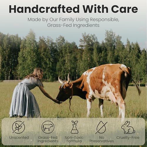 SKIN GLOW - Grass-Fed Whipped Beef Tallow Moisturizer for Face & Body, Dry + Sensitive Skin Relief, Non-Toxic, Ancestral Skincare - Castor Oil Infused (PEPPERMINT, 2oz)