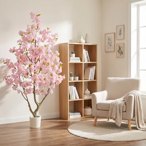 6ft Artificial Cherry Blossom Tree with White Planter - Sakura Flower Decor - Variation of Chery Blossom Tree
