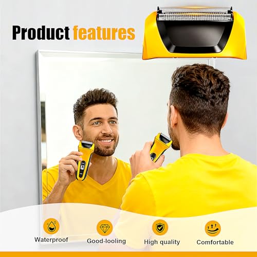 Audoc Yellow 2-Pack Replacement Foil Heads for Wahl 7061 Series Shavers - Water-Washable & Precision Trimmer