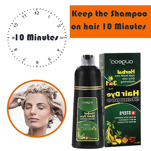 Black Permanent Hair Color Shampoo 500ML - Herbal Fast Cover Gray & White Hair