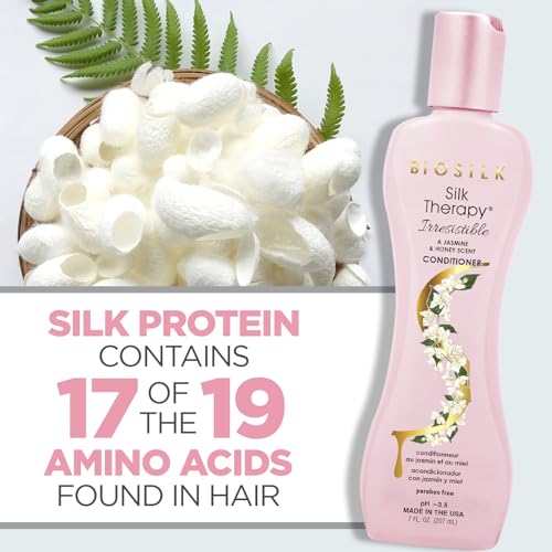 BioSilk Irresistible Collection Silk Therapy Conditioner,Moisturizes & Conditions Hair,Jasmine & Honey Scent,Sulfate,Paraben,&-Cruelty-Free,7 Oz,(Pack of 2)