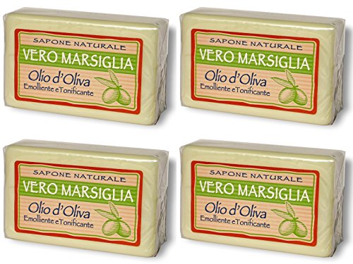Nesti Firenze Vero Marsiglia Natural Olive Oil Soap Set - 4 x 5.29oz Italian Marseille Soap