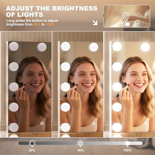 MINISO Vanity Mirror with Lights - 10.6" x 13.8" Hollywood Makeup Mirror with Adjustable Brightness,3 Modes Light