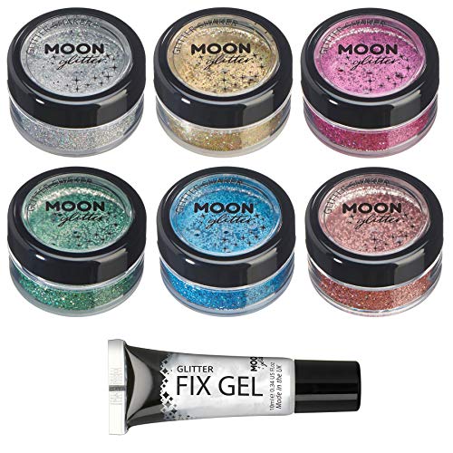 Holographic Glitter Shakers by Moon Glitter ? 100% Cosmetic Glitter for Face, Body, Nails, Hair and Lips - 0.17oz - Set of 6 colours