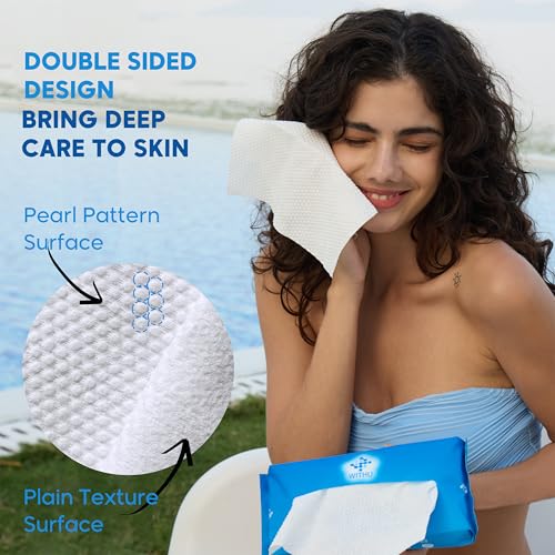 Disposable Face Towels - Ultra-Soft Biodegradable Makeup Remover Wipes, Travel Facial Cleansing Cloths, 20 Count