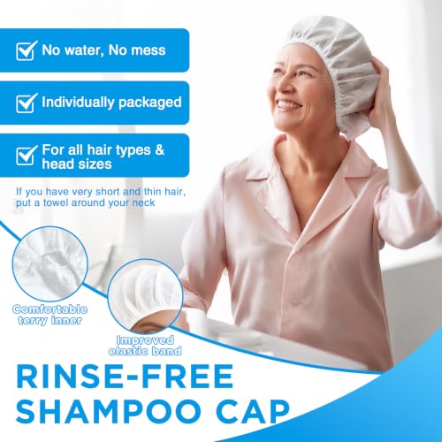 No Water Shampoo Caps 6 Pack - Rinse-Free Shower Cap with 3 Scents for Hair Care
