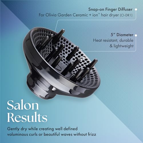 Olivia Garden 1875W Ceramic + Ion Professional Hair Dryer for Men and Women - Fast Drying Blow Dryer - Powerful Ionic Generator - 3 Heat Settings - With 2 Nozzles and Storage Bag