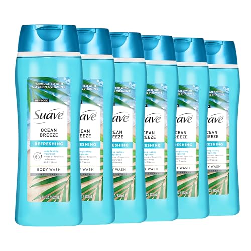 Suave Ocean Breeze Body Wash 3 Fl Oz Pack of 6 - Hydrating & Refreshing