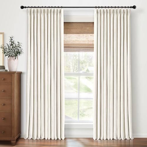 CAPALOCA 70x96 Inch Blackout Curtains Pack of 2 Natural Linen Blend Thermal Insulated