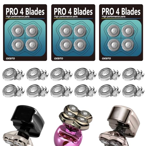 Pro 4 Shaver Replacement Blades Pack of 12 for Skull & Head Grooming - Compatible with Gold, Platinum & More
