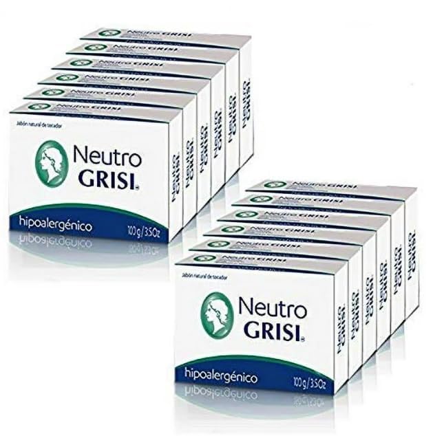 Grisi Neutral Bar Soap 12-Pack - pH-Balanced, Dermatologist Recommended