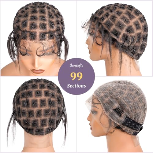 Braided Wig Cap with Baby Hair - Human Crochet Cap for Crochet Braids, Glueless, HD Lace, Black #1B - 99 Sections