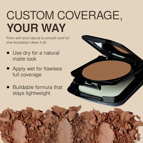 Palladio Dual Wet and Dry Foundation with sponge and Mirror, Squalane Infused, Apply Wet for Maximum Coverage or Dry for Light Finishing and Touchup, Minimizes Fine Line, All day Wear, Laurel Nude