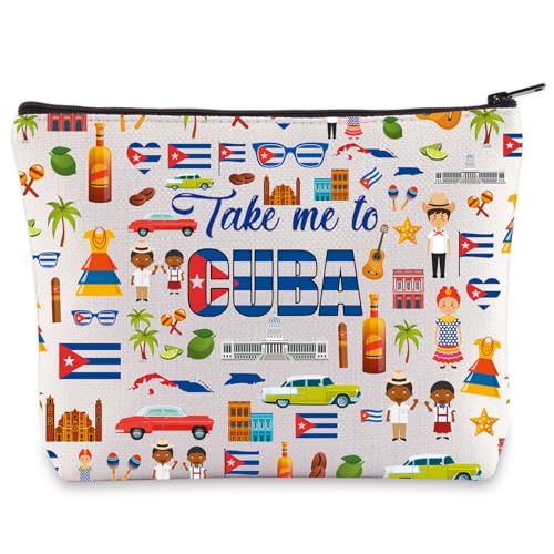 WZMPA Cuba Travel Cosmetic Bag Cuba Vacation Gift Take Me To Cuba Makeup Zipper Pouch Bag Cuba Souvenir Merch (To Cuba)