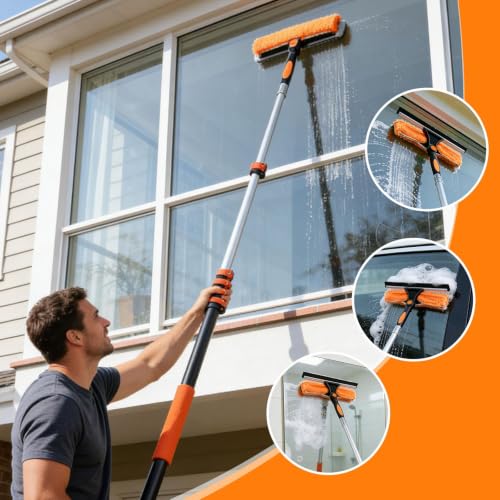 30FT Window Washing Kit with Telescopic Extension Pole and Squeegee - Variations 5-24FT