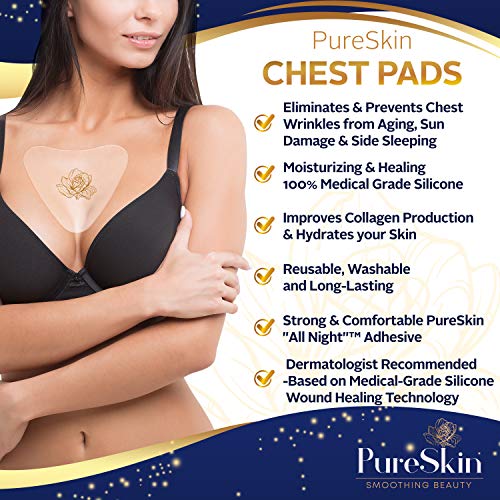 PureSkin Reusable Silicone Chest Wrinkle Patches for Anti-Aging & Firming – 3 Pack