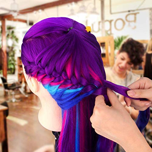 MYSWEETY 28-Inch Mannequin Head with Hair - Purple Styling Training Manikin
