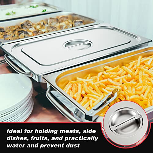 Full Size Stainless Steel Steam Table Pan Cover with Handle - 8 Pack