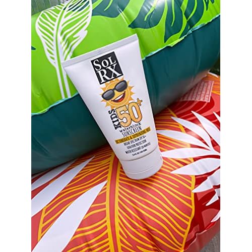 SolRX KID's SPORT Sunscreen SPF 50+ Oxybenzone Free Sunscreen, Reef Safe Sunscreen for Face and Body, Won't Run Into Eyes (Pack of 2)