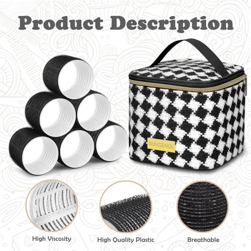 Black 18-Piece Hair Roller Set with Clips & Comb - 3 Sizes for Voluminous Styles
