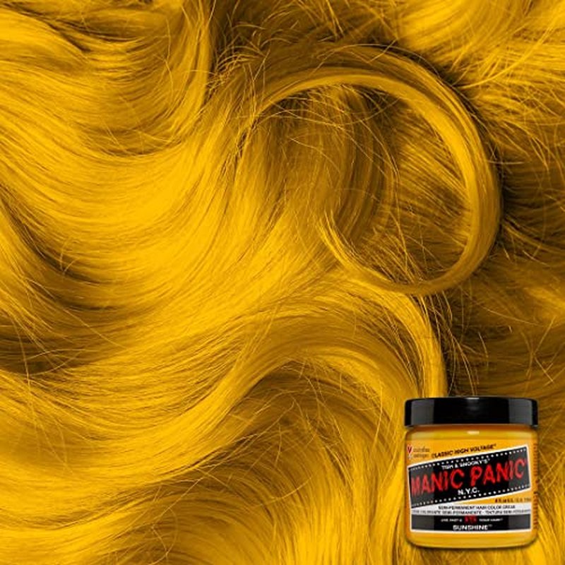 MANIC PANIC Classic Sunshine Semi Permanent Hair Color - Warm Sunflower Yellow Hair Dye for Women & Men That Lasts 4-6 Weeks - Vegan, Ammonia & Cruelty-Free - Create & Mix Custom Shades (4oz)