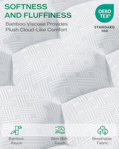 Qocismile White Full 4-Inch Dual Layer Memory Foam Mattress Topper