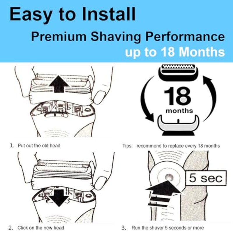 32B Series 3 Replacement Head for Braun ProSkin Electric Shaver, Compatible with Braun Foil Shaver 3000s 3010s 3020s 3030s 3040s 3050cc 3070cc 3080s 3090cc 320 330 340 350cc (2 Pack)