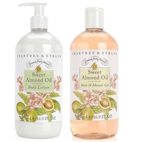 Crabtree & Evelyn Sweet Almond Oil Bath and Shower Gel & Body Lotion (16.9 fl oz each)