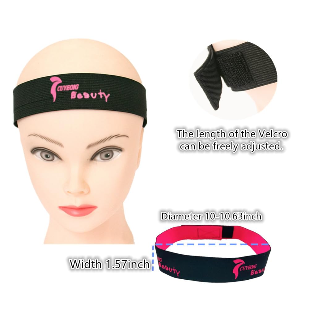 Women's Lace Wig Grip Cap with 4x5 Transparent Swiss Lace Front - Non-Slip Wig Gripper with Adjustable Velcro Elastic Headband - Secure Hold, Glueless & Natural Edge with Ear Cutouts