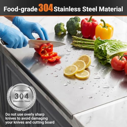 Extra Large Stainless Steel Cutting Board with Lip - 31.5" L x 22.8" W