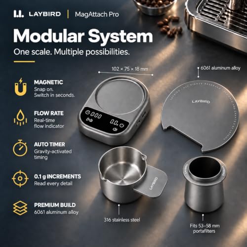 MagAttach Pro Coffee Scale with Timer for Espresso & Pour Over - Modular & Compact
