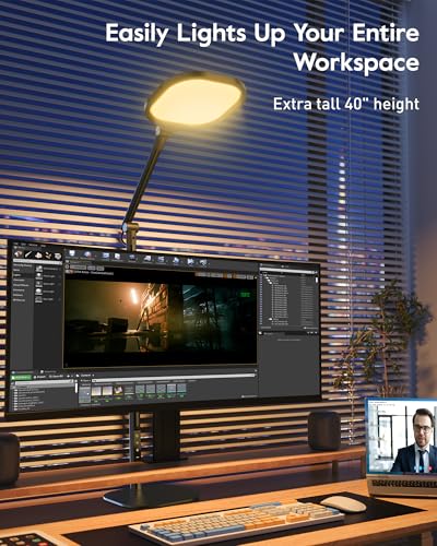 Tall LED Desk Lamp with 50 Light Modes - Eye-Care Edge-Lit Home Office Light - Black 1Pack