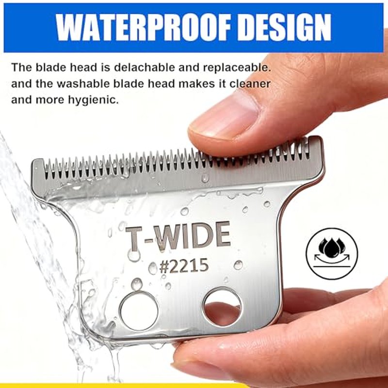 2215 Replacement T Wide Blades Compatible with Wahl 5 Star Detailer Li Trimmer(8081) and (8171) - Adjustable Stainless-steel Zero-Gap Trimmer Blade £¨1PC-silver)