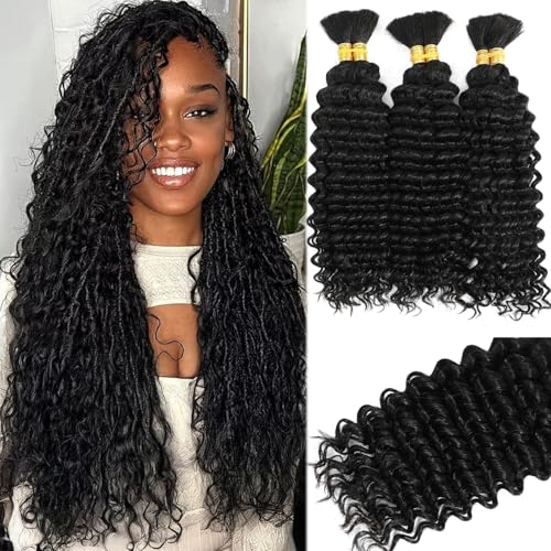 Benafee 28 Inch Water Wave Human Braiding Hair for Crochet & Boho Braids - No Weft, 100G, Natural Color