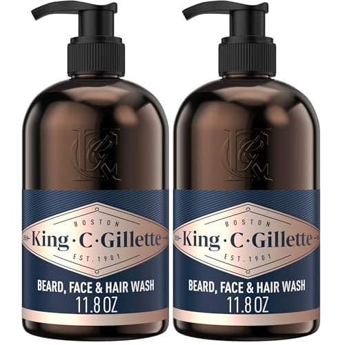 King C. Gillette Beard Wash,Mens Face Wash,11 oz,Infused with Argan Oil and Avocado Oil to Cleanse Hair and Skin,(Pack of 2)