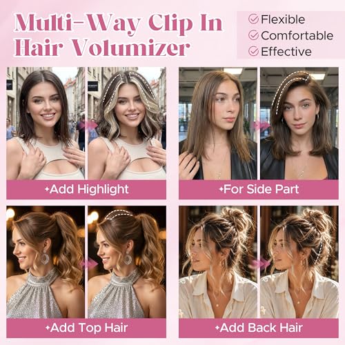 2 Pcs Clip-In Hair Volumizer Short Extensions - 6 Inch Golden Brown & Bleach Blonde