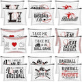 18 Pcs Baseball Makeup Bags Baseball Gifts Sport Cosmetic Bag Baseball Player Gifts Canvas Baseball Bags with Zipper for Women Girls Baseball Lovers Team Party Favors